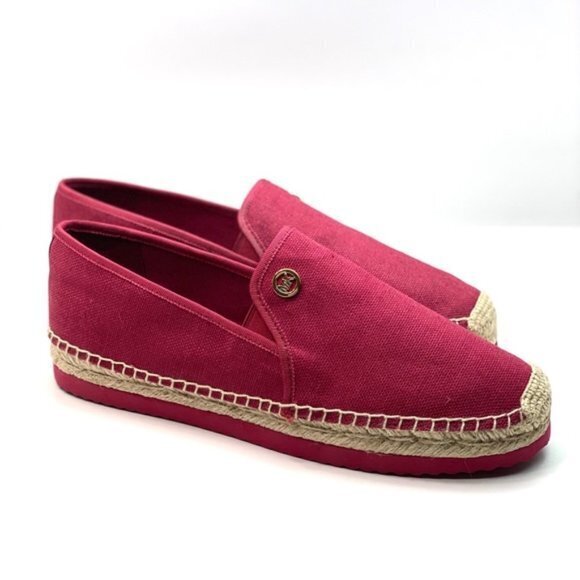 New‎ MICHAEL KORS EMILIA ESPADRILLE CANVAS SHOES BERRY - Picture 1 of 6